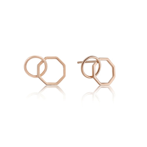 Rose Gold Two Shape Earrings Jewellery Ania Haie 